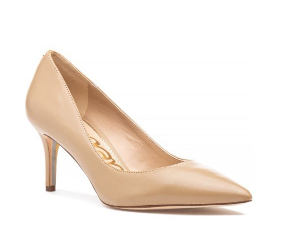 Sam Edelman Nude Leather Heels Neutral Beige Tan Pumps Pointed Toe Jordyn 9.5 M